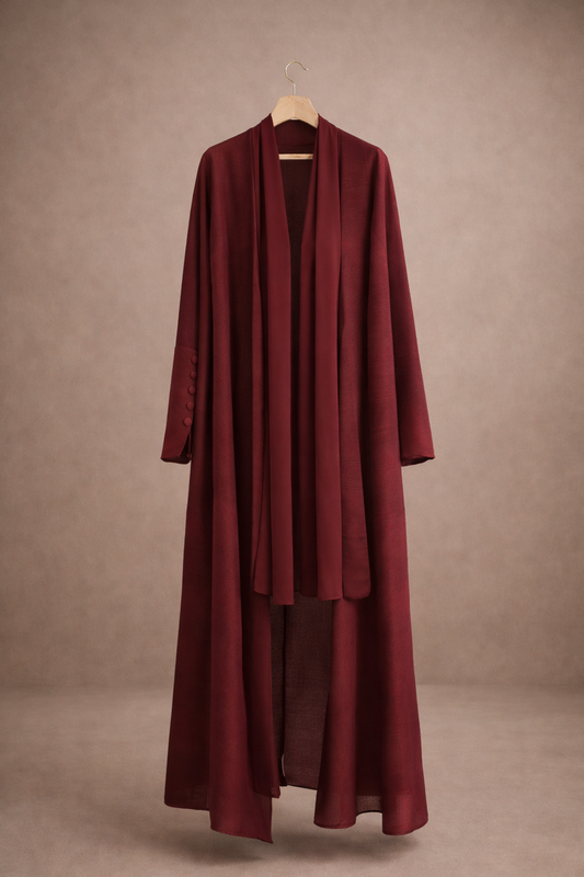 The Elevated Pleat - Ruby Red Abaya