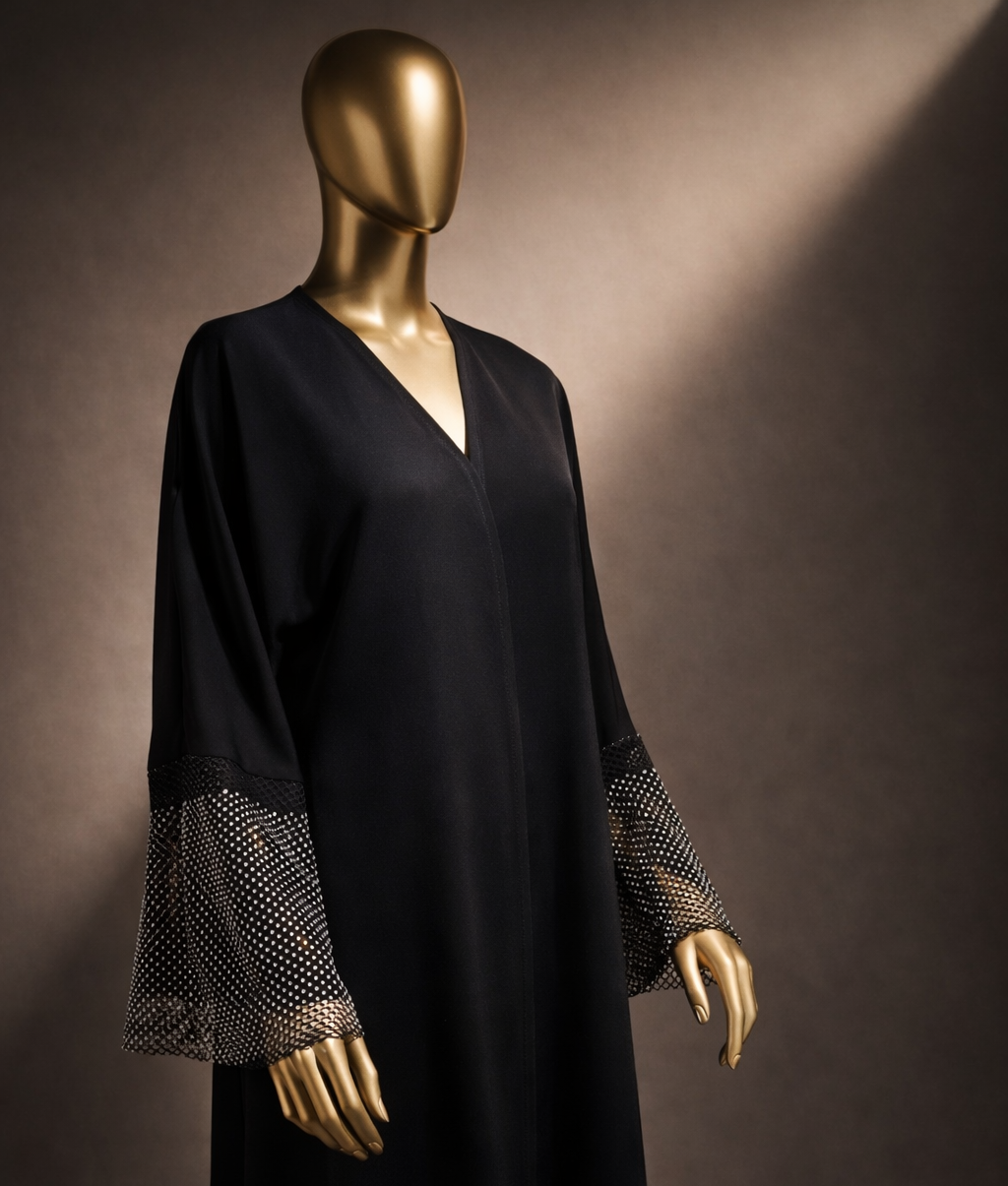 The Black-Silver Chrome Abaya