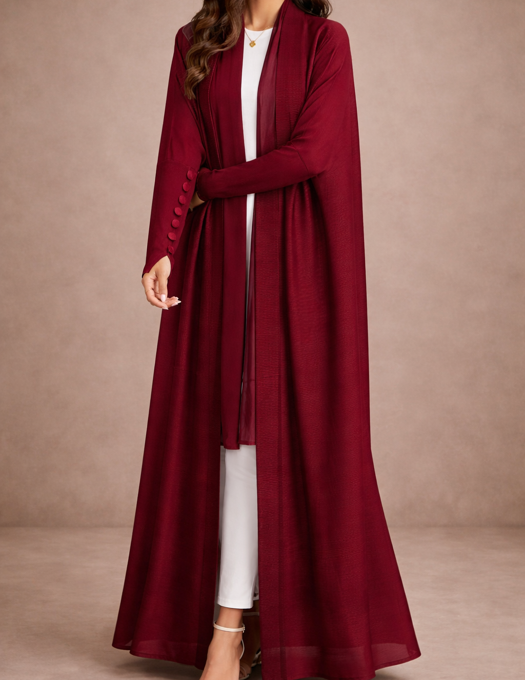 The Elevated Pleat - Ruby Red Abaya