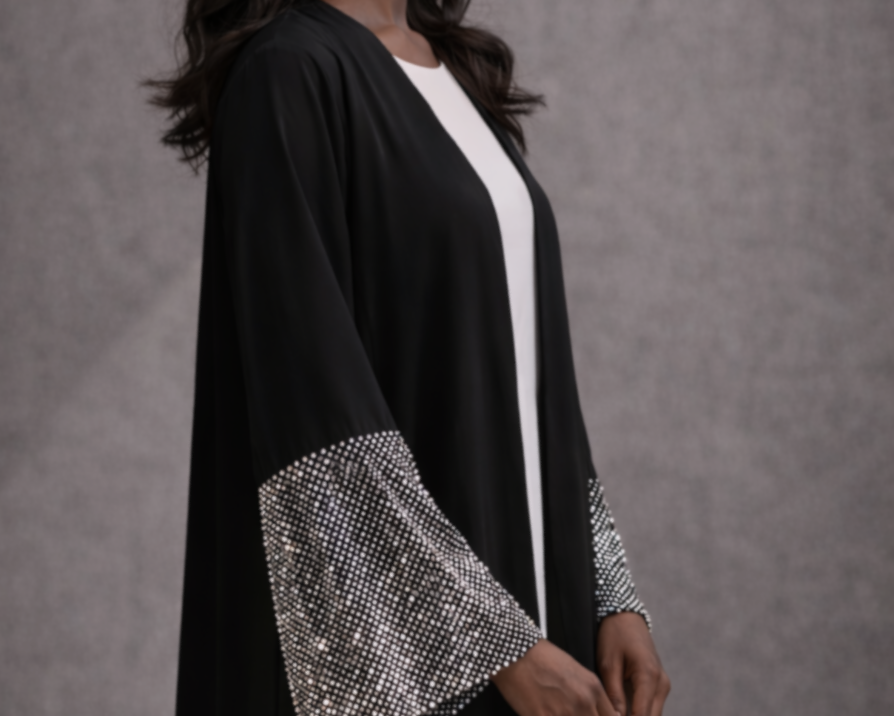 The Black-Silver Chrome Abaya