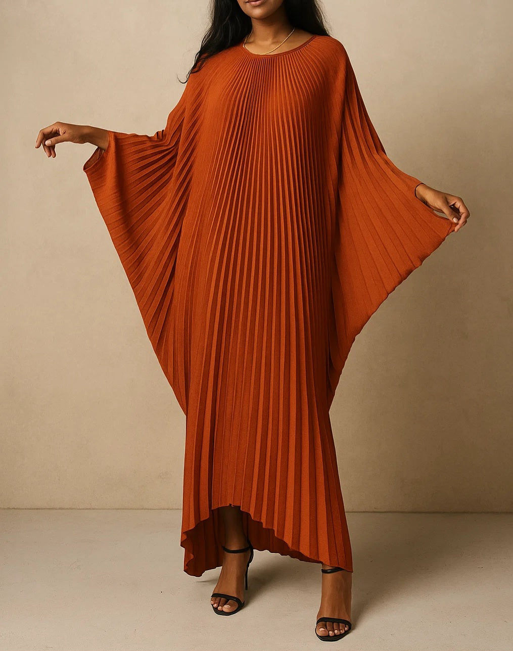 Rust Pleated Kaftan